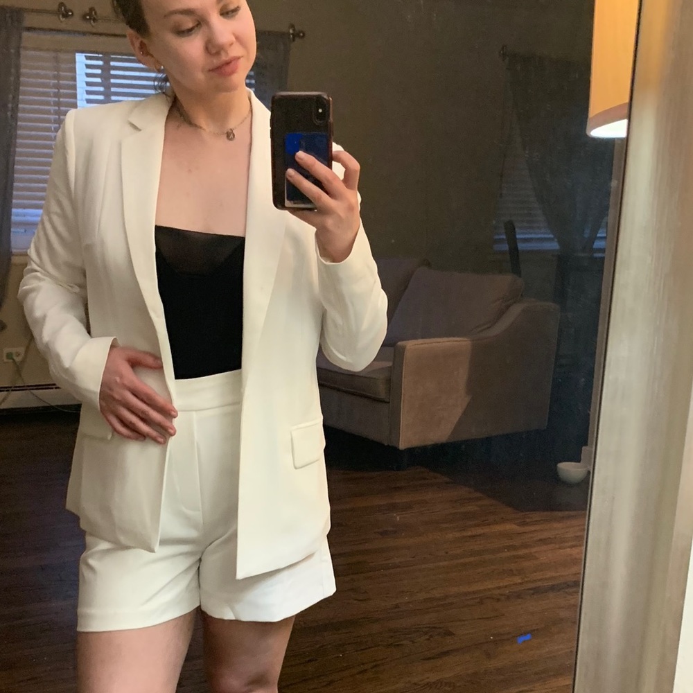 White summer suit - blazer and shorts combo